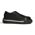 Prada Triangle Black Leather with White Lane Sneakers