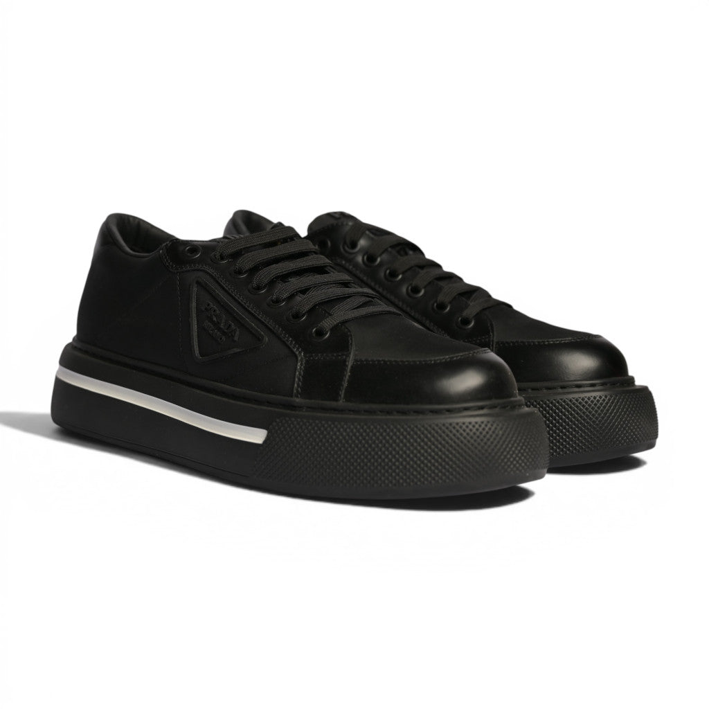 Prada Triangle Black Leather White Lane - 2