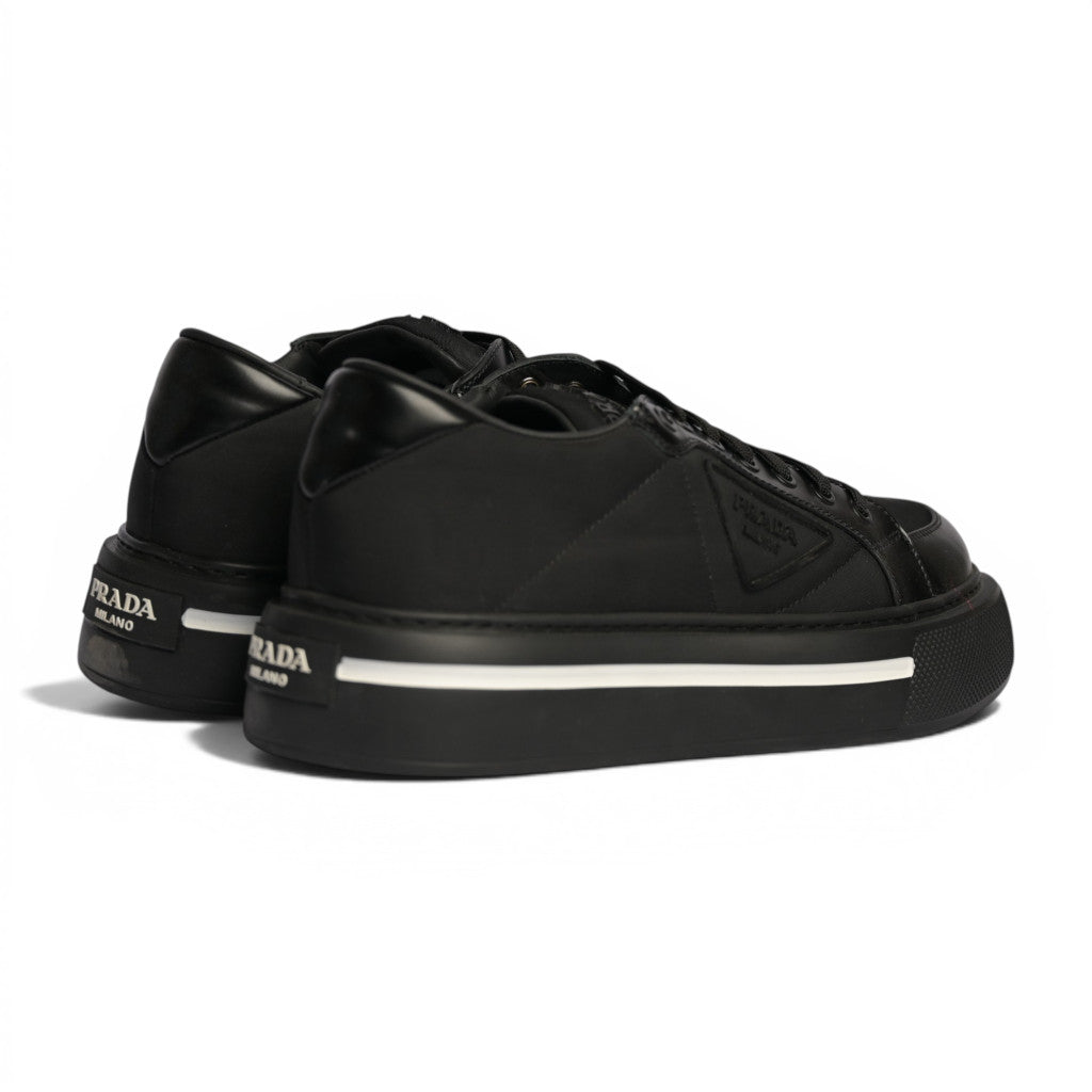 Prada Triangle Black Leather White Lane - 3