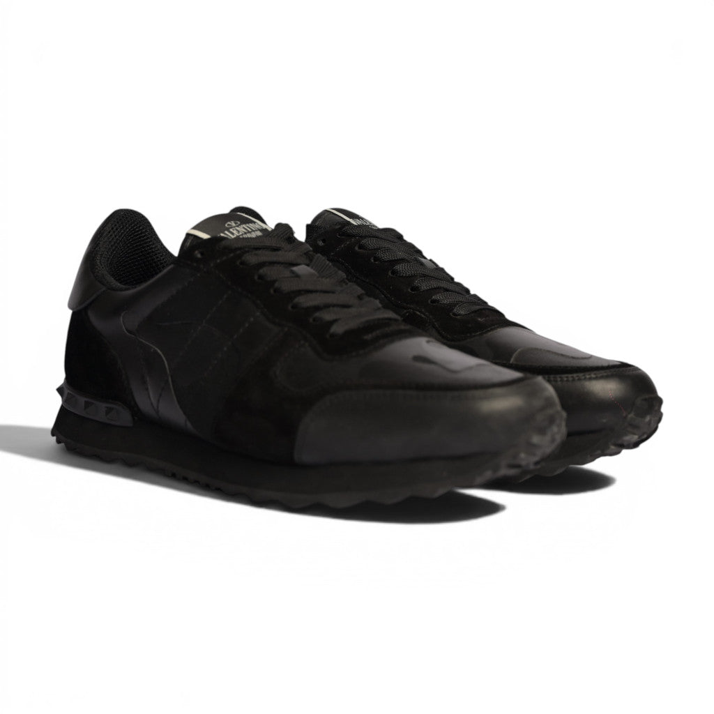 Valentino Garavani Camouflage Black Leather Sneakers - 2