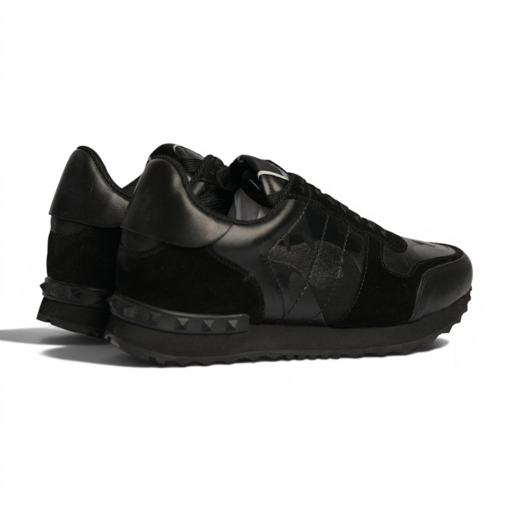 Valentino Garavani Camouflage Black Leather Sneakers - 3
