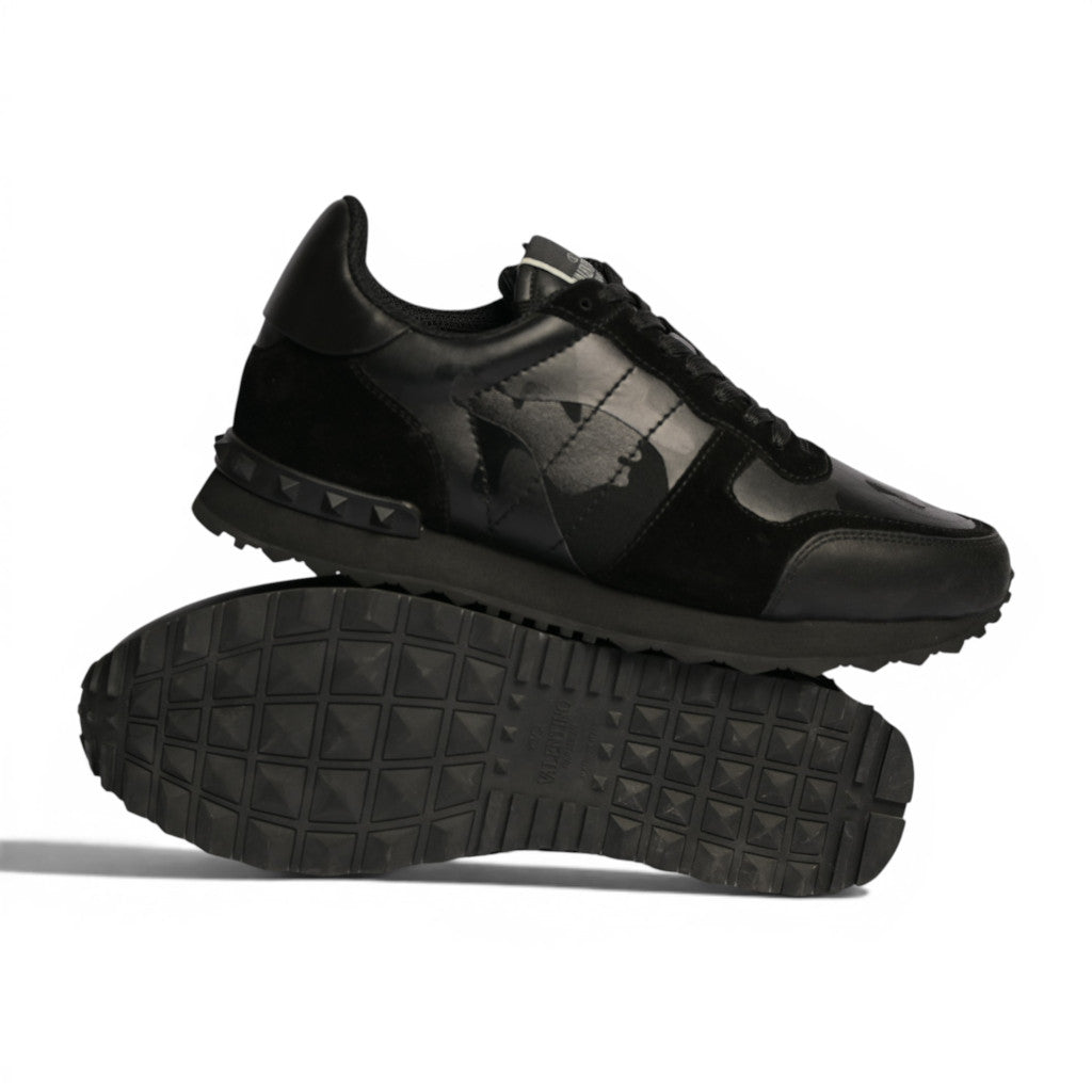 Valentino Garavani Camouflage Black Leather Sneakers - 4
