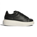 Alexander McQueen Black Leather White Platform Sneakers